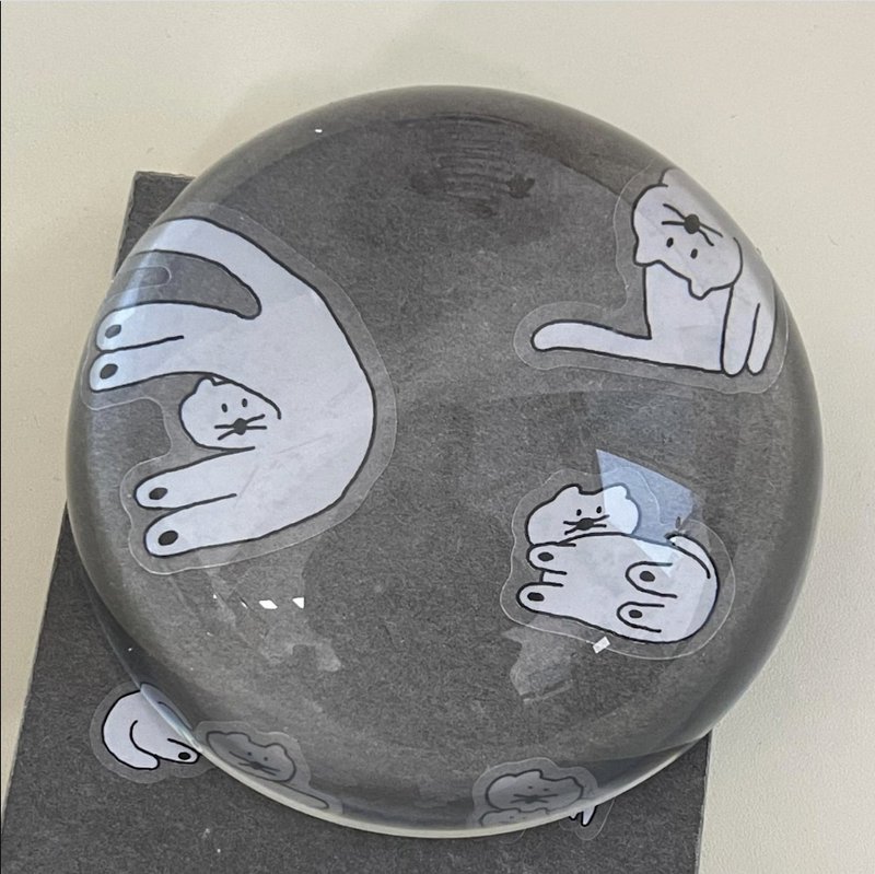 預購 - 韓國 SUSSTORE - 身體軟 Q 的貓 可重複黏貼透明貼紙 - 貼紙 - 其他材質 白色