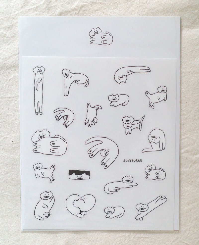 Korea SUSSTORE - Soft & Flexible Cats Reusable Transparent Stickers - สติกเกอร์ - วัสดุอื่นๆ ขาว