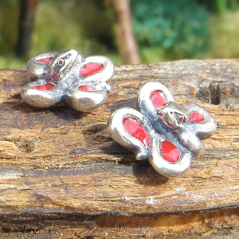 Snake earrings - Earrings & Clip-ons - Other Metals Red