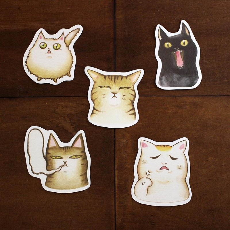 Fighting cat waterproof stickers - สติกเกอร์ - วัสดุกันนำ้ ขาว