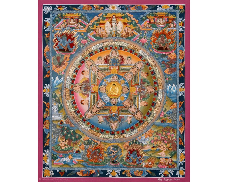 普遍曼陀羅象徵性唐卡藝術品 - 壁貼/牆壁裝飾 - 其他材質 多色