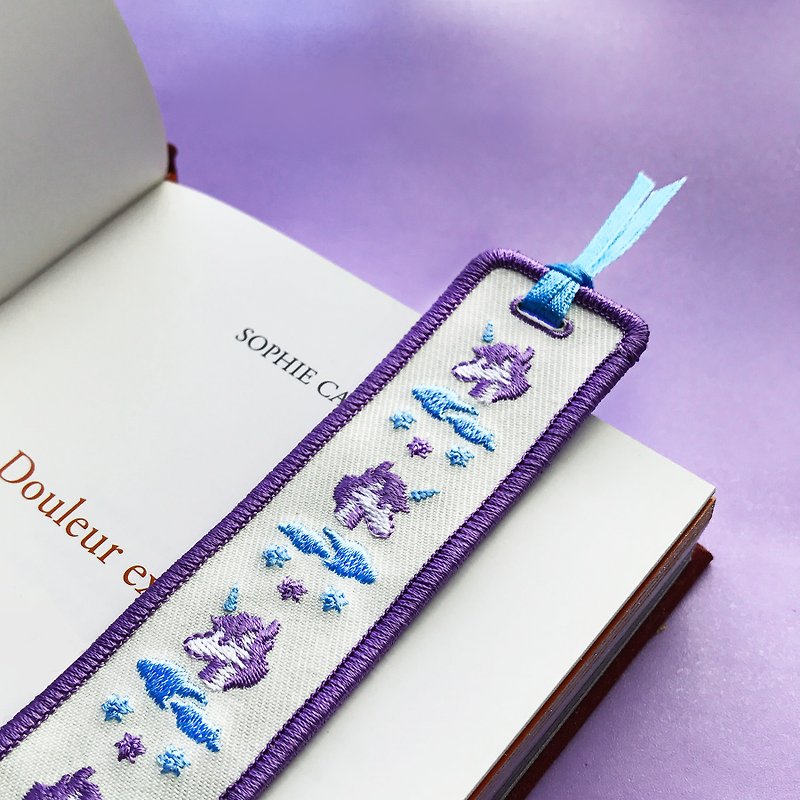 Unicorn KUZA Unicorn KUZA_Embroidery Bookmark-Initial Purple - ที่คั่นหนังสือ - งานปัก สีม่วง