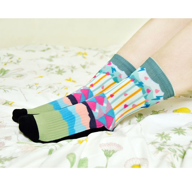 Small socks - falling rain - ถุงเท้า - ผ้าฝ้าย/ผ้าลินิน หลากหลายสี