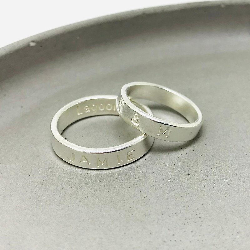 Plain Silver[ARS01006] Sterling silver handmade ring. Lettering. Male ring. Female ring. Pair ring. Single ring - Couples' Rings - Sterling Silver Silver