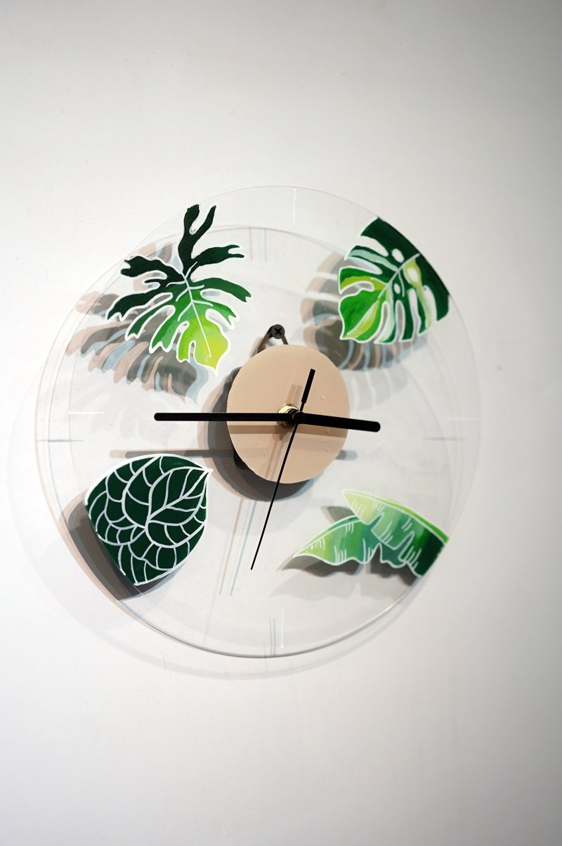 IARTSオリジナル透明手描き時計 - 植物シリーズ 一人 - 絵画教室・アートスクール - アクリル 