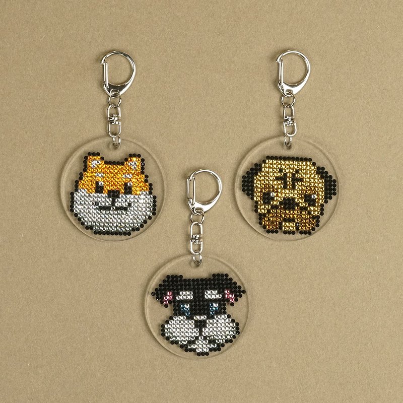 Rhinestone Craft Dog Rhinestone Keychain - Keychains - Other Materials Orange