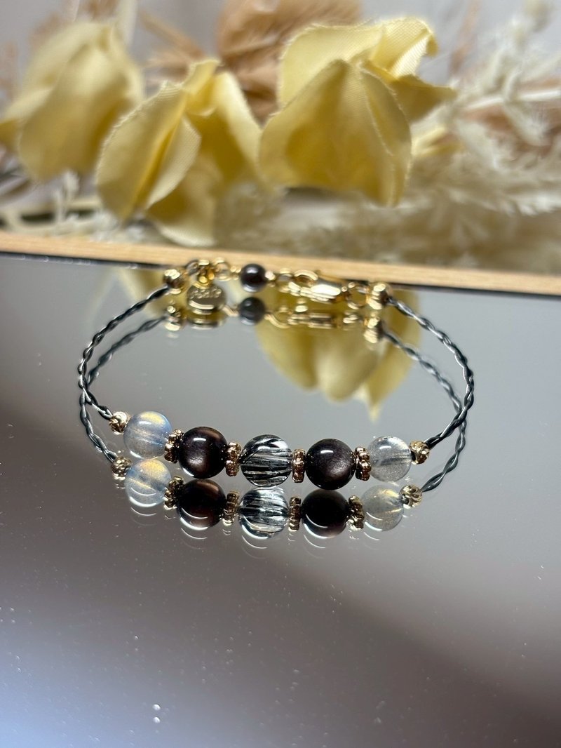 黑髮晶*黑曜石*拉長石_撫平內心風暴的諮詢師 - 手鍊/手環 - 水晶 黑色