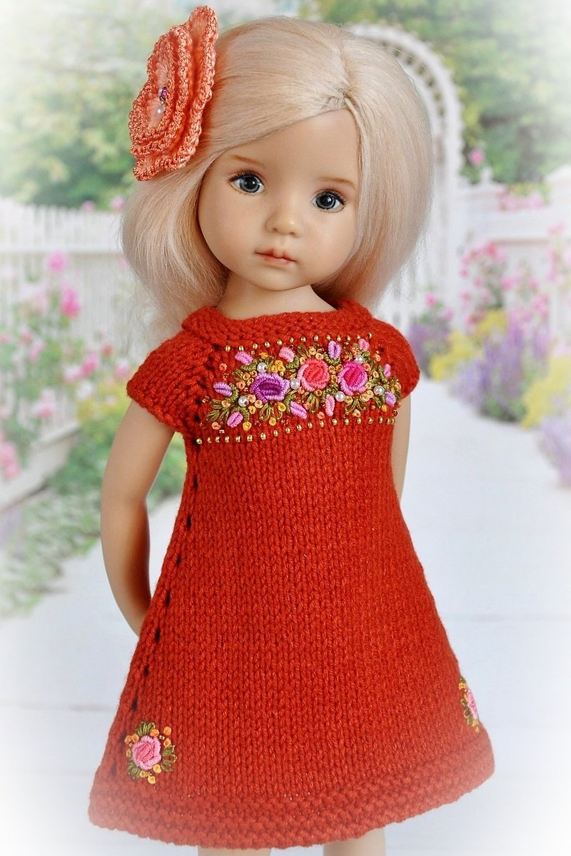 人形のためのOOAK服装リトルダーリンズエフナー13 - 人形・フィギュア - コットン・麻 レッド