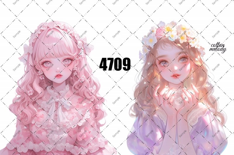 original sticker no.4709 人物ステッカー オリジナルステッカー オリジナル人物ステッカー 装飾ステッカー cotton melody - 貼紙 - 紙 