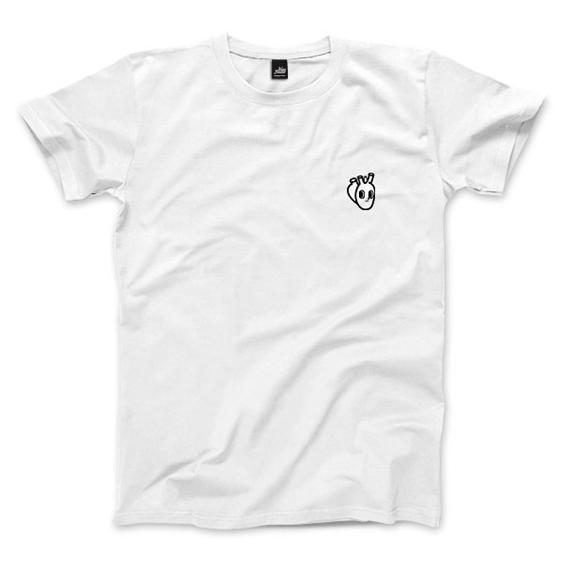 心臟 - 白 - 中性版T恤 - 男 T 恤 - 棉．麻 