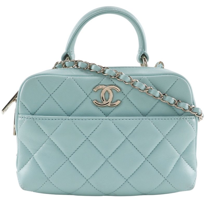 CHANEL Trendy CC Handbag Matelassé 2-Way Shoulder Calfskin Light Blue Women's [Used] - Handbags & Totes - Genuine Leather Blue