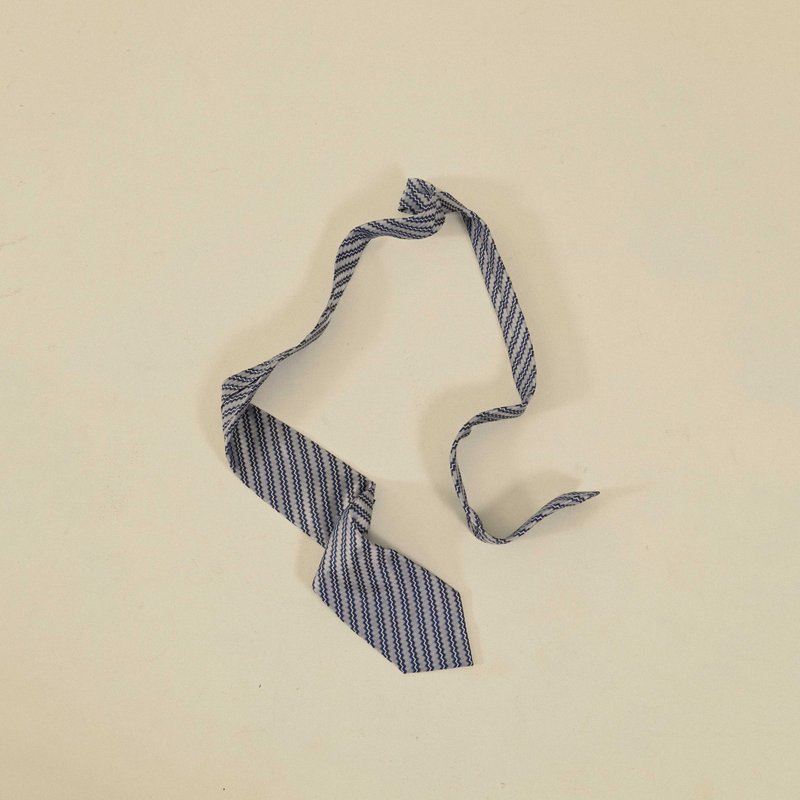 【NaSuBi Vintage】Wide Jacquard Vintage Tie - เนคไท/ที่หนีบเนคไท - ไฟเบอร์อื่นๆ สีน้ำเงิน