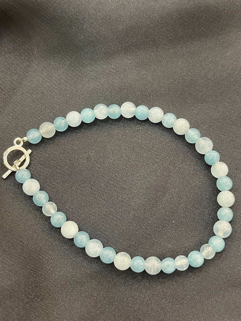 [Bracelet] Aquamarine blue bead bracelet-Mother's Day/Graduation Gift/Valentine's Day Gift - Bracelets - Semi-Precious Stones Blue