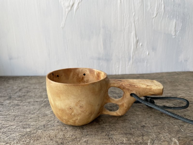 Viking wooden kuksa Birch burl 130 ml hand carved cup Bushcraft Tradition scandi