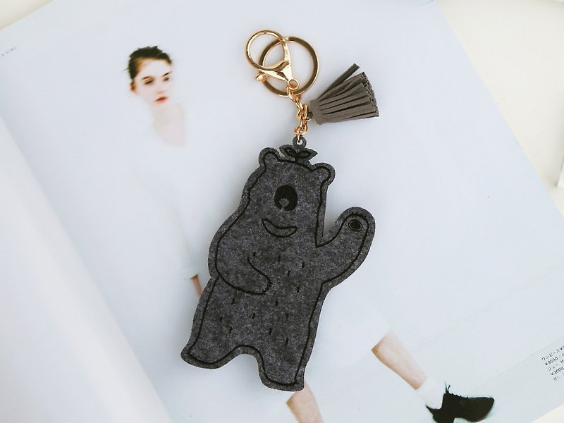 Le Yang Gauisus- Hello Bear! Key ring / strap - Deep gray ash - ที่ห้อยกุญแจ - เส้นใยสังเคราะห์ สีเทา
