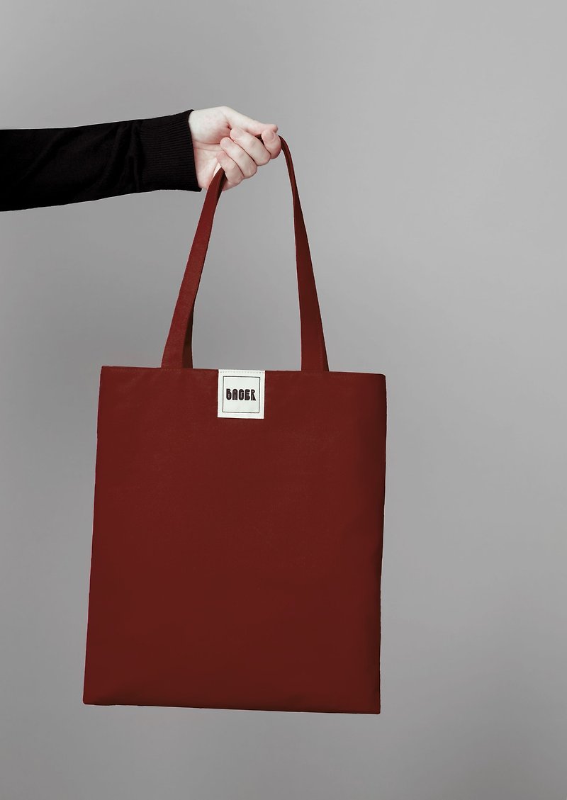Muji Minimalist Plain Shoulder Canvas Bag (Medium) / Coffee Red - กระเป๋าแมสเซนเจอร์ - วัสดุอื่นๆ สีแดง