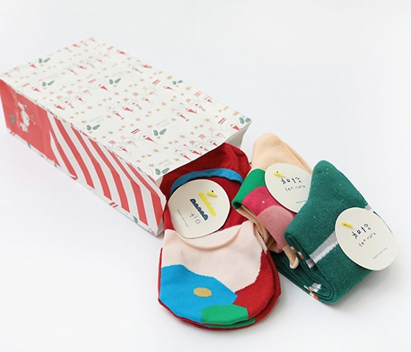 +10 * Plus pick | Oak stars Christmas wrapping ╰ hidden in the soles, exposed shoes are nice gift exchange - Socks - Cotton & Hemp Green