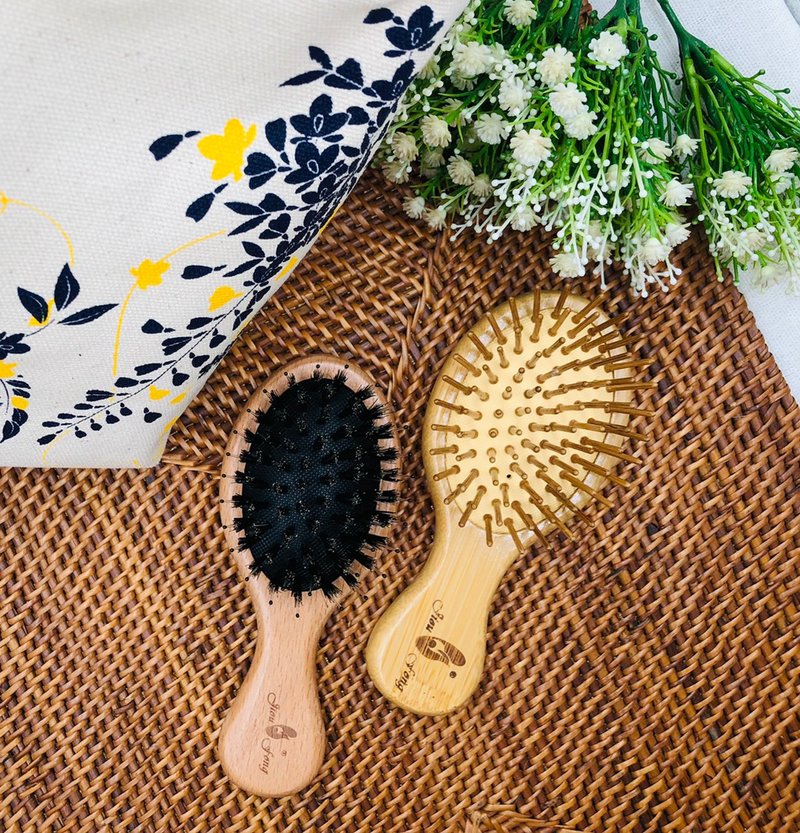 [Natural Material] Jiou-fong Mini Beech Bristle Comb∣Mini Carbonized Bamboo Air Cushion Massage Comb - อุปกรณ์แต่งหน้า/กระจก/หวี - ไม้ 