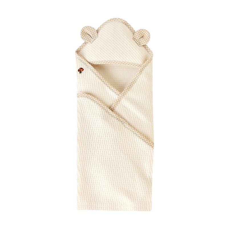 [SISSO Organic Cotton] Mushroom and Bear Double Woven Air Cotton Towel - ผ้าให้นม - ผ้าฝ้าย/ผ้าลินิน ขาว