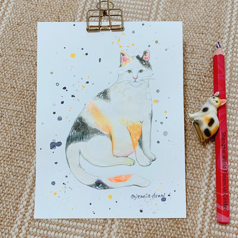 不定期創作肥貓/現貨款/手繪原稿/寵物插畫/可加字/關注IG送像框 - 喜帖 - 紙 多色