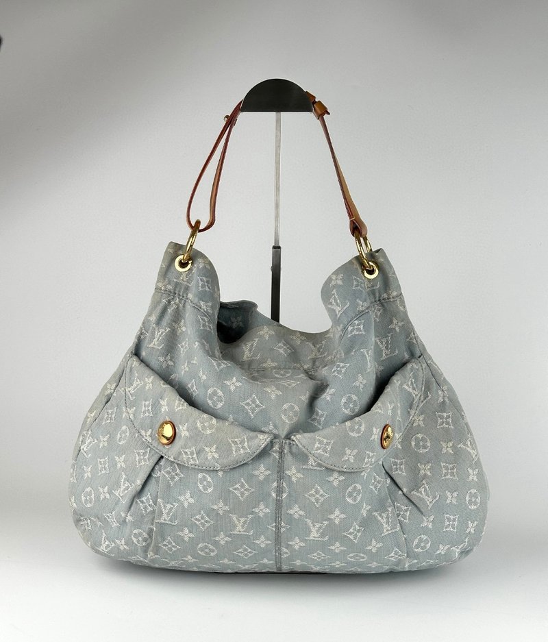 中古包 LOUIS VUITTON 路易威登 老花牛仔布GM單肩包 - 手提包/手提袋 - 棉．麻 藍色