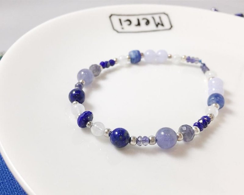 MH sterling silver natural stone custom series _ grape ice hockey _ lapis lazuli - Bracelets - Semi-Precious Stones Blue