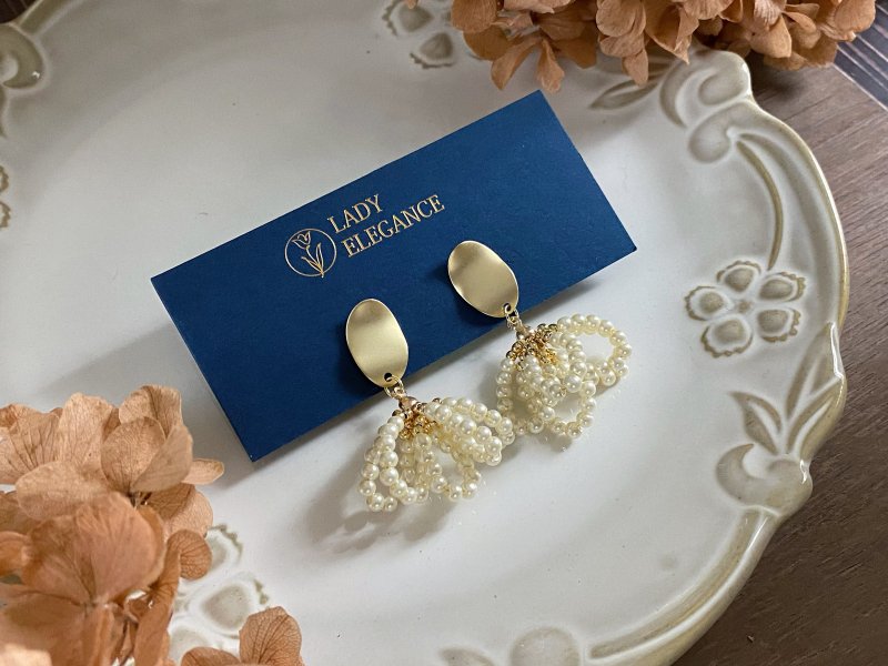 French elegant pearl earrings for girls - Earrings & Clip-ons - Pearl 