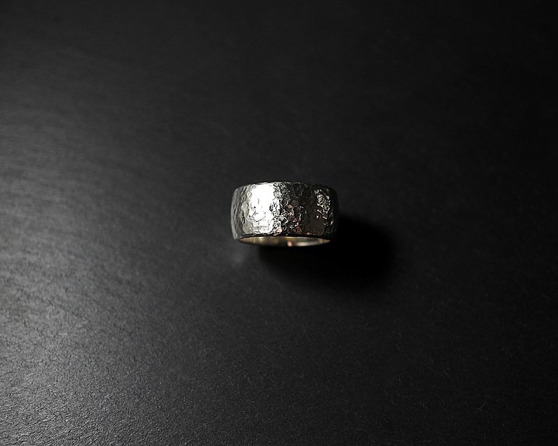 Mirror sterling silver irregular mapping ring (wide version) - แหวนทั่วไป - โลหะ 