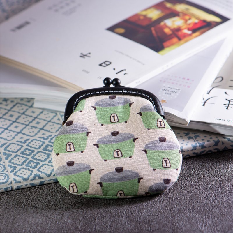 [Green Datong Electric Cooker] Coin Purse#小口金包#可愛#日系#小裝 - กระเป๋าใส่เหรียญ - ผ้าฝ้าย/ผ้าลินิน สีเขียว