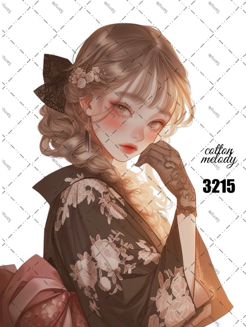original sticker no.3215 人物ステッカー オリジナルステッカー オリジナル人物ステッカー 装飾ステッカー cotton melody - 貼紙 - 紙 