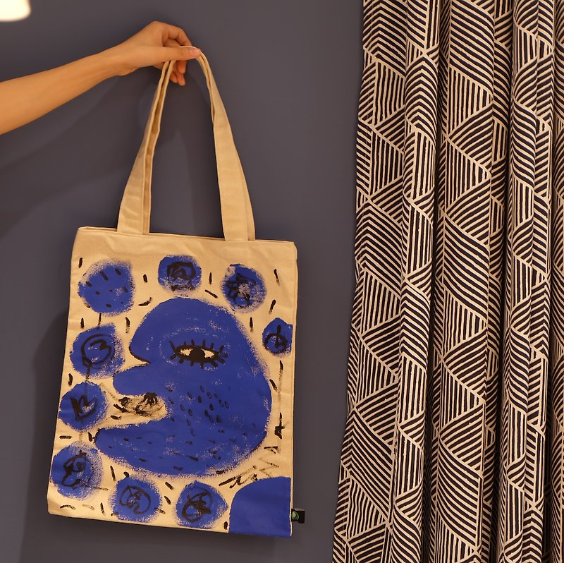 ◆ Face2 ◆ hand-painted green bag - Messenger Bags & Sling Bags - Paper Blue