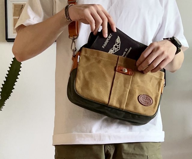 Men's Front Pocket Canvas Crossbody Sling Bag