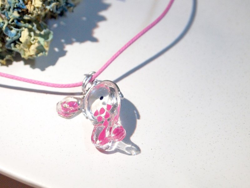 Fish swim exhale _ transparent resin _ necklace _ cute route _ fish swimming in the chest _ pink a - สร้อยคอ - เรซิน สึชมพู