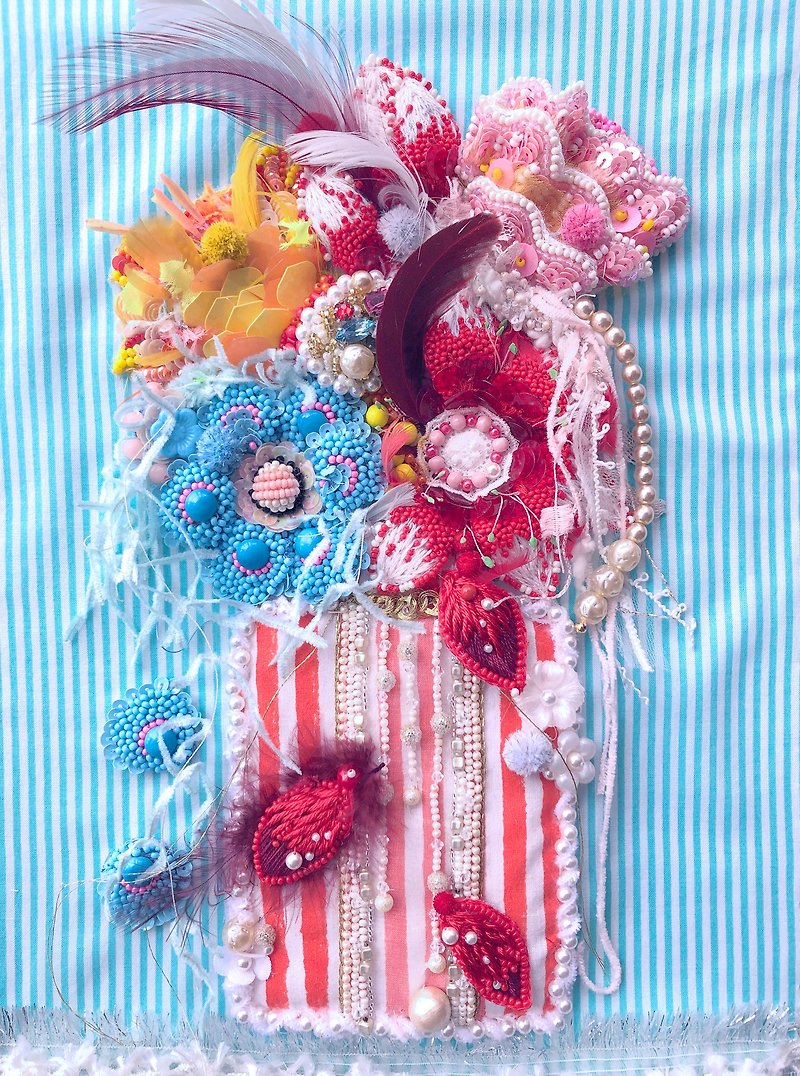 Embroidery Bead art   Life Filled with Flowers - ตกแต่งผนัง - งานปัก หลากหลายสี