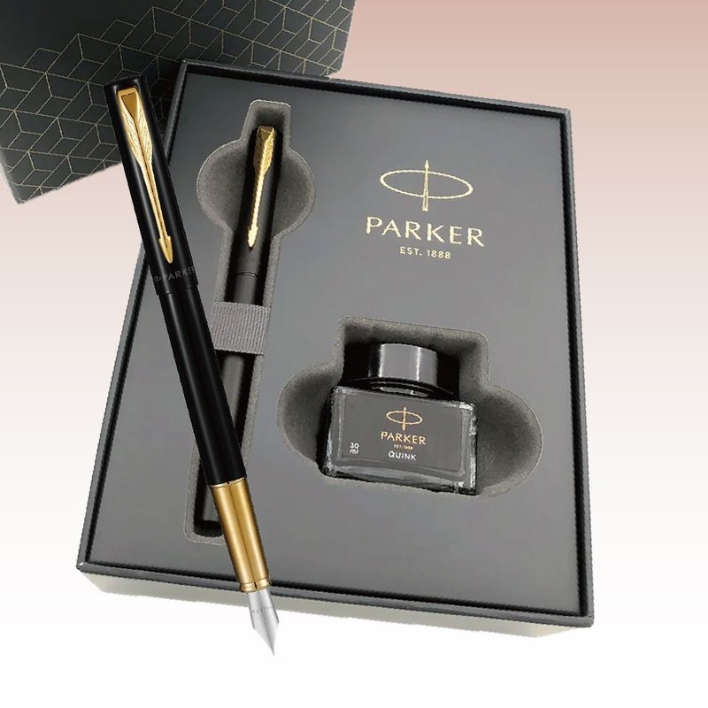 Parker Parker XL fountain pen and ink gift box set black and white limited edition free engraving - Fountain Pens - Other Metals Black