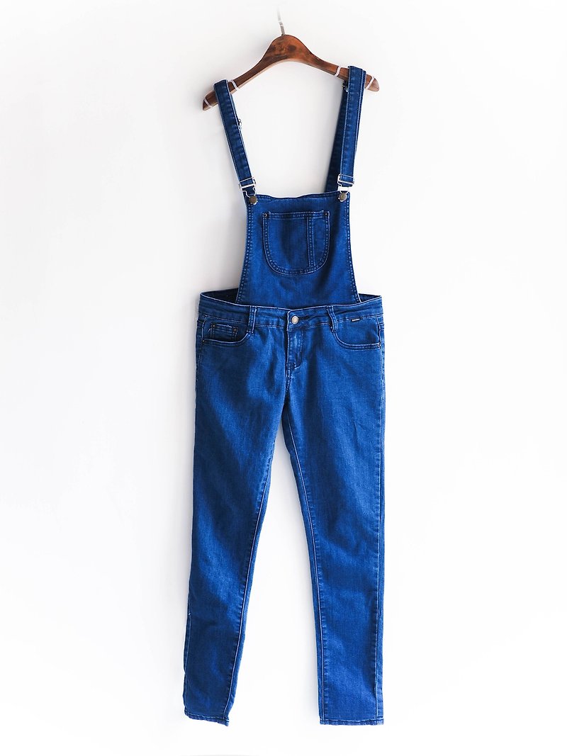 River Hill - Sentimental Blue whale dolphin girl Love Season antique jumpsuit denim suspenders trousers overalls oversize vintage neutral - Overalls & Jumpsuits - Cotton & Hemp Blue