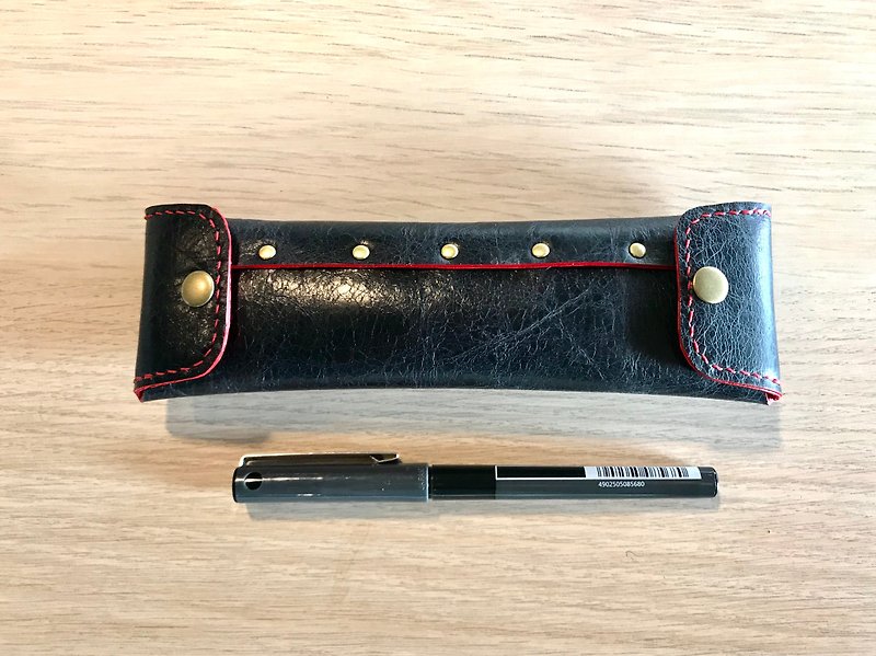 POPO│酷黑藏红│Leather pen bag│ - Pencil Cases - Genuine Leather Red