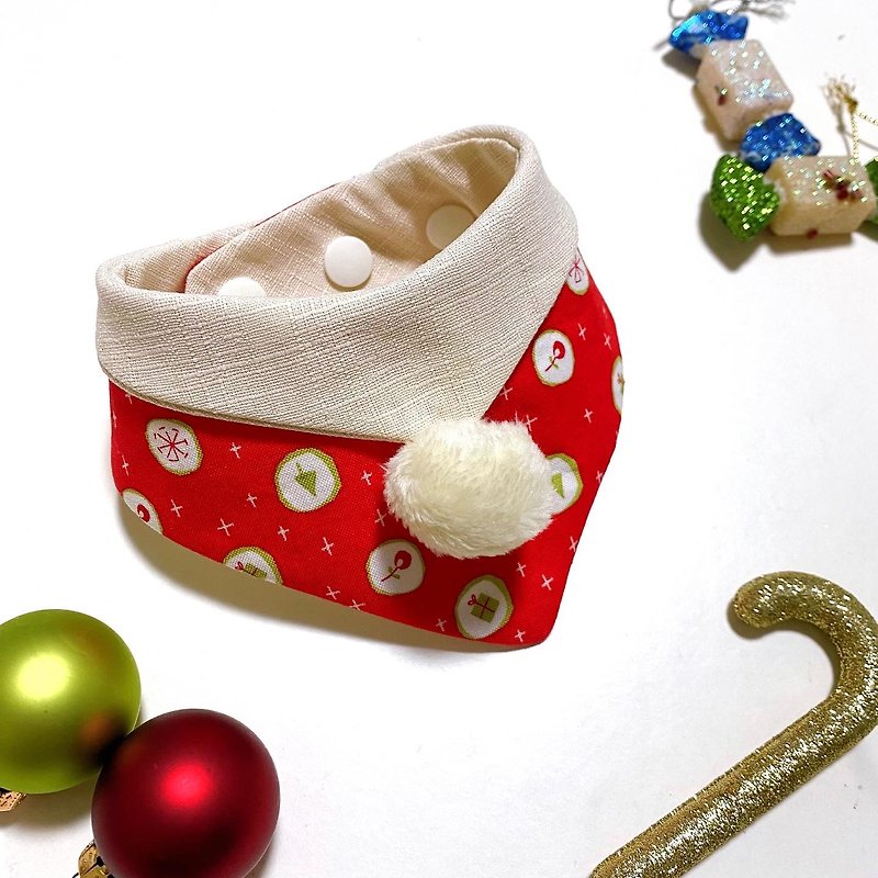聖誕限定—誰的聖誕帽/三角領巾/寵物領巾 - 寵物衣服 - 棉．麻 紅色
