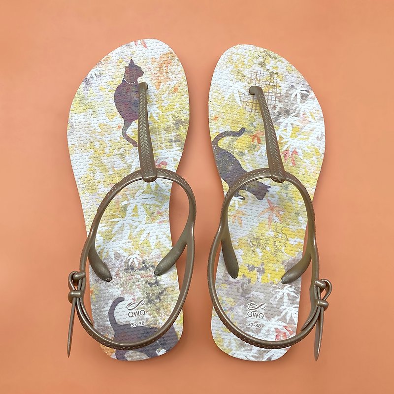 Women's strappy T-shaped sandals, Polly waterproof and non-slip casual on the terrace-Byodoin- - รองเท้ารัดส้น - ยาง หลากหลายสี