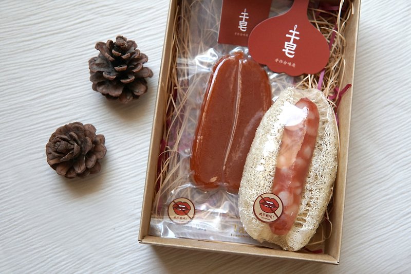 [Classic Red] Large intestine wrapped with small intestine + mullet roe handmade soap gift box, New Year’s gift - Soap - Concentrate & Extracts 