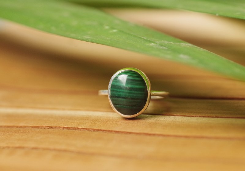 Malachite Ring - Gemstone ring - 戒指 - 純銀 綠色