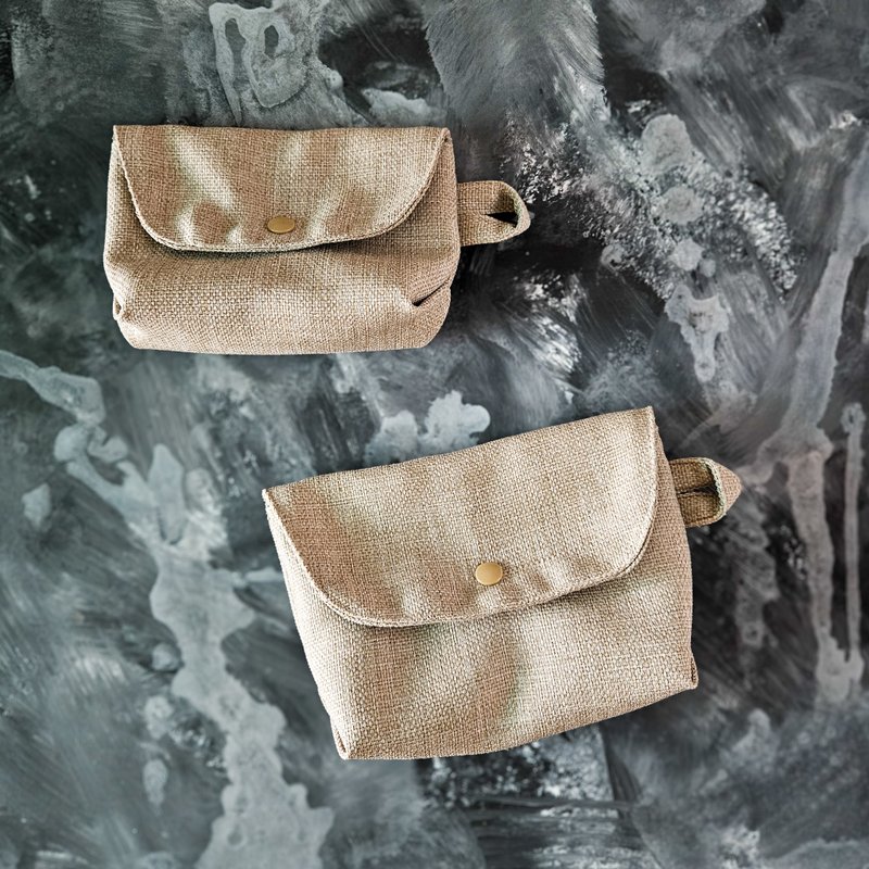 Cosmetic bag, passbook bag, passport bag- Khaki brush pattern - Toiletry Bags & Pouches - Eco-Friendly Materials Khaki