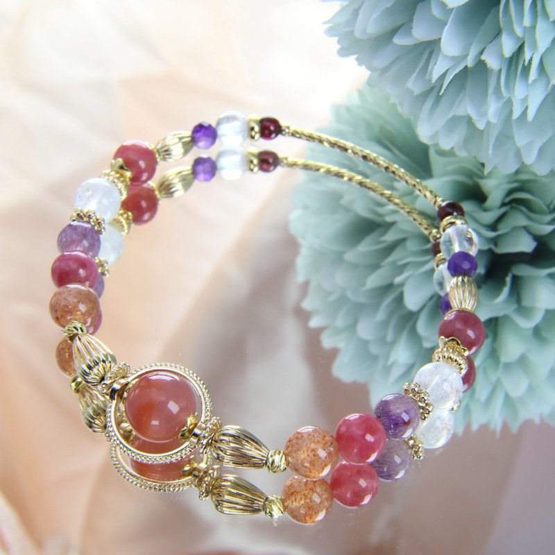 Early Summer Fireworks | Golden Sun Rose Brilliance Purple Super Colorful Crystal Valentine's Day Gift for Girls - สร้อยข้อมือ - คริสตัล หลากหลายสี