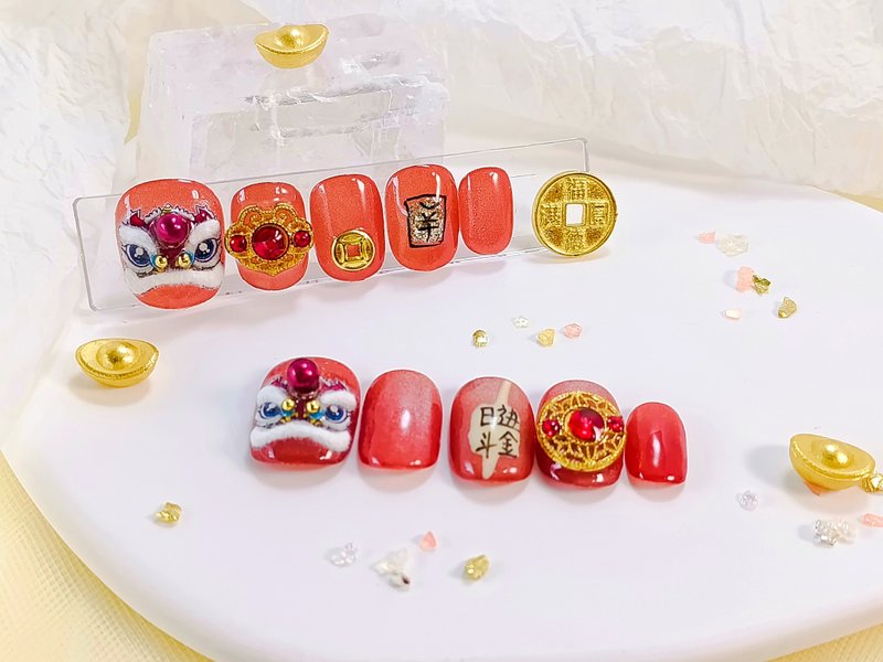 【YUE】舞獅招財-紅金喜慶立體穿戴甲 - 其他 - 塑膠 紅色