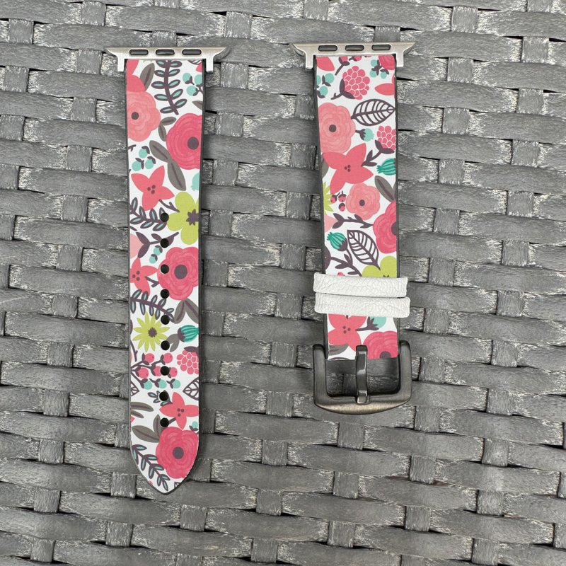 粉色花 Apple Watch 潮流矽膠錶帶 - f009 - 錶帶 - 矽膠 多色
