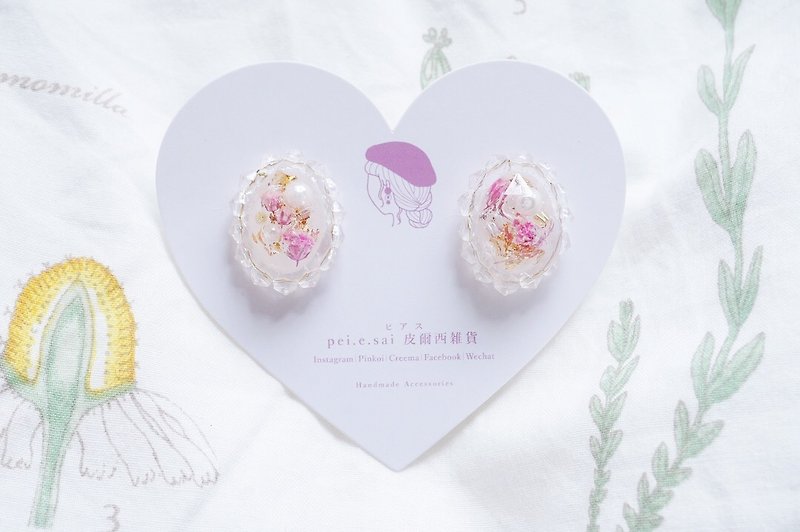 Peirce 雑 ピアス - Spring Pink Earrings - ต่างหู - วัสดุอื่นๆ สึชมพู