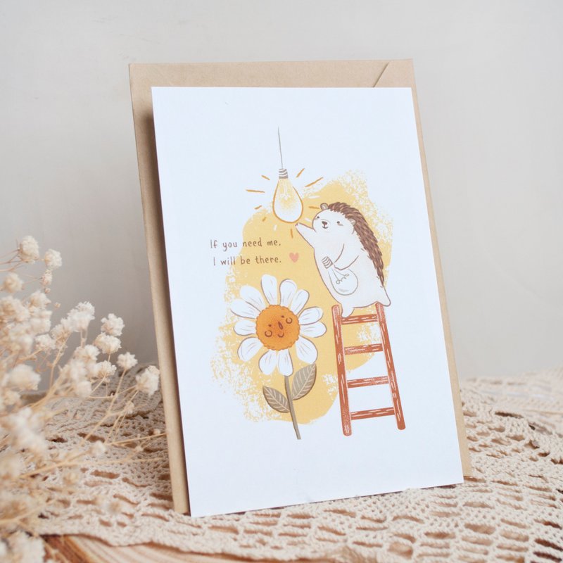 little hedgehog postcard greeting card- Im here - การ์ด/โปสการ์ด - กระดาษ ขาว