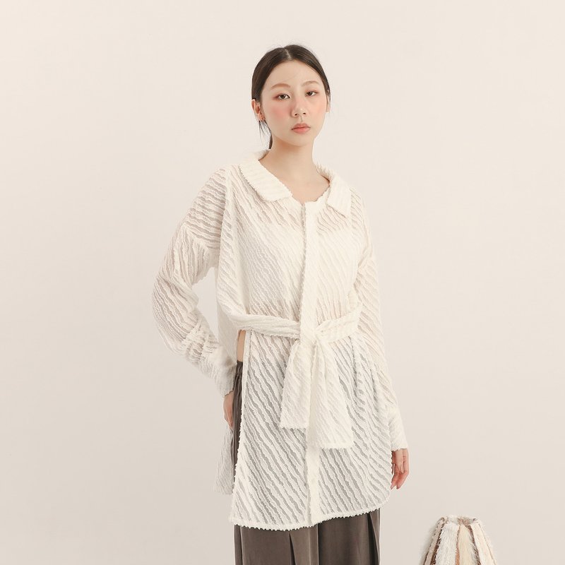 【經典原創】Qianmo_阡陌緹花襯衫_CLT522_白 - 女襯衫 - 其他材質 白色