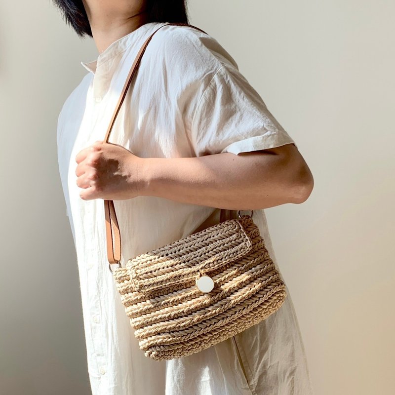 Knitting instructional video material bag three-dimensional fish bone portable bag crochet - เย็บปัก/ถักทอ/ใยขนแกะ - ผ้าฝ้าย/ผ้าลินิน หลากหลายสี