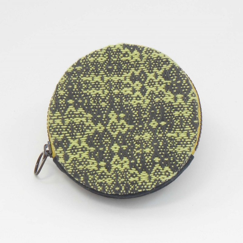 Handwoven Macaron Coin Purse 06 - กระเป๋าใส่เหรียญ - ผ้าฝ้าย/ผ้าลินิน สีเขียว